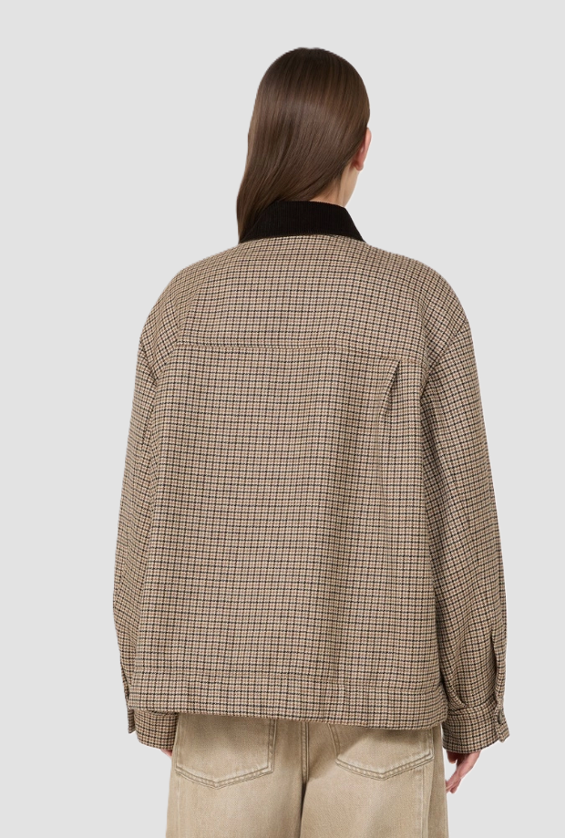Bomber in Lana Pied de Poule donna marrone 