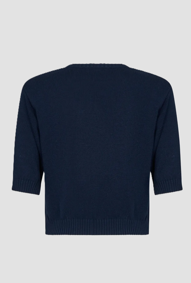 Maglia in filato con ricamo donna blu 