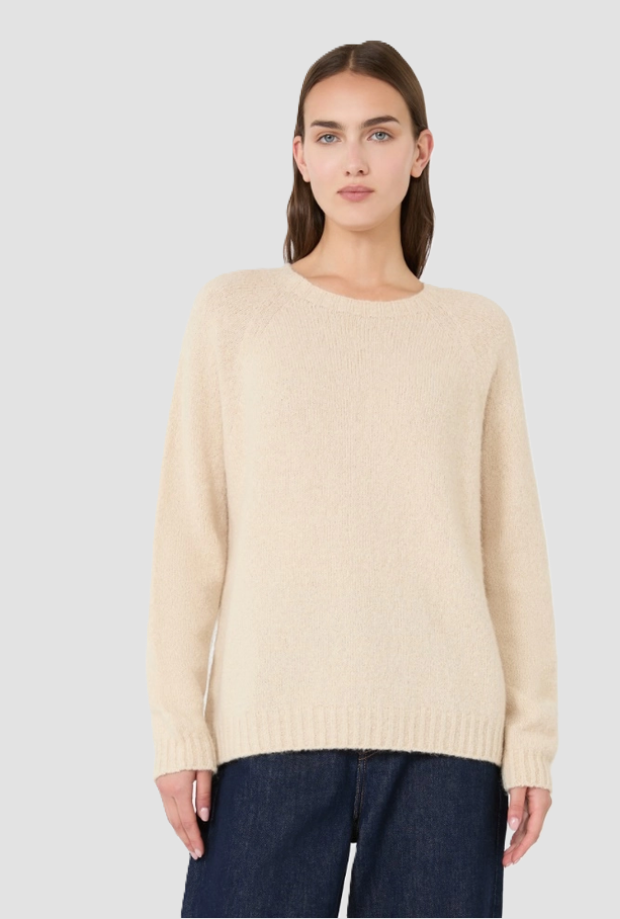 Maglia in alpaca e cotone donna sabbia 