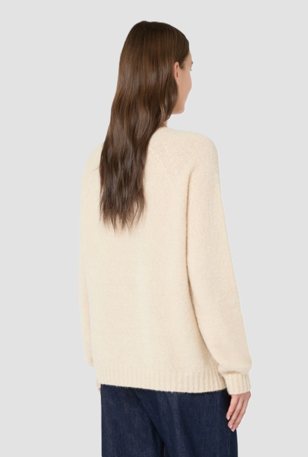 Maglia in alpaca e cotone donna sabbia 
