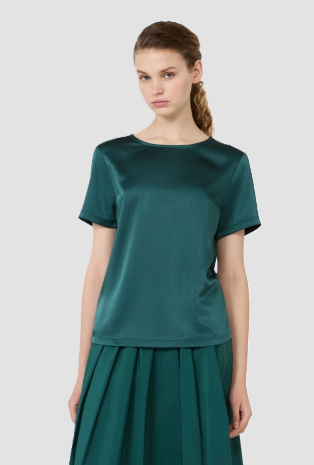 Blusa in raso donna verde 