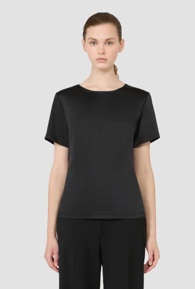 Blusa in raso donna nero 