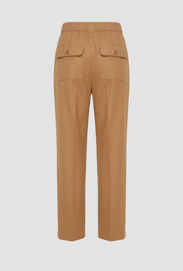 Pantalone in flanella di lana donna cammello 