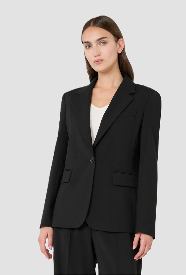 Giacca monopetto in lana da donna nero 