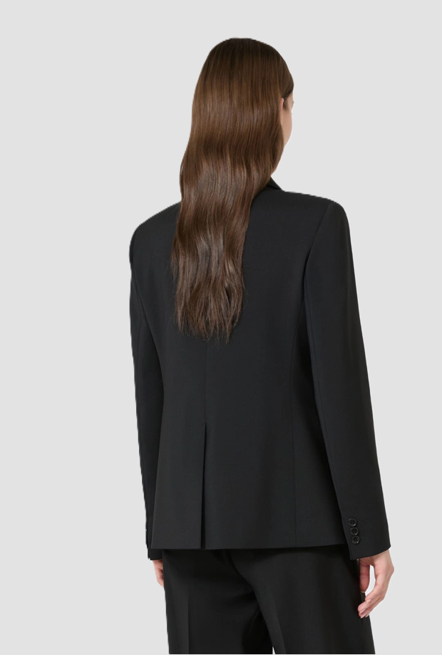 Giacca monopetto in lana da donna nero 