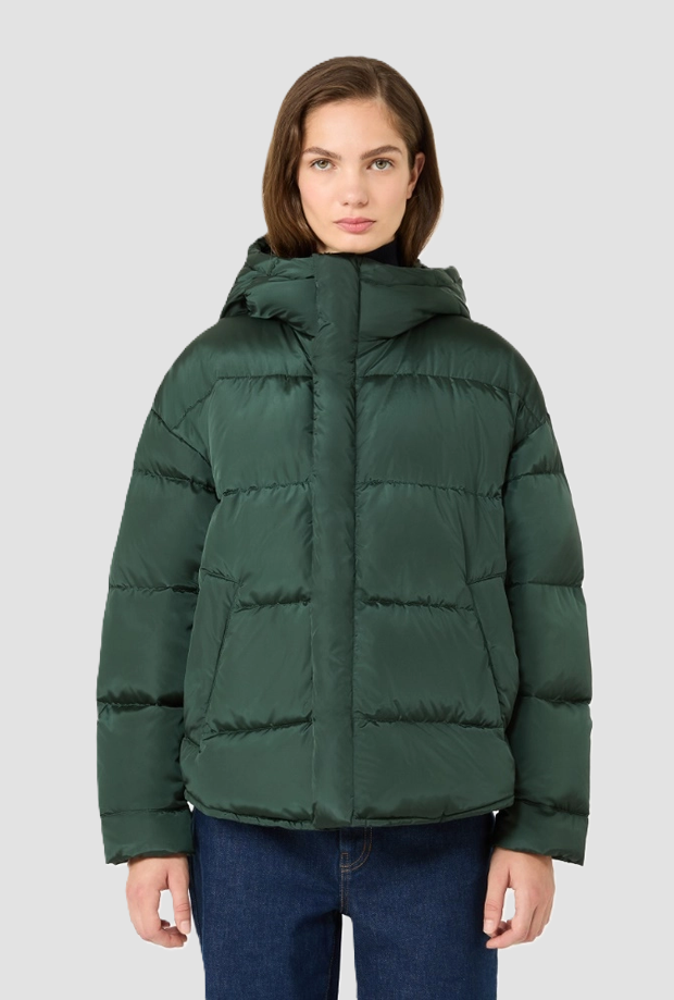 Piumino antigoccia donna verde scuro 