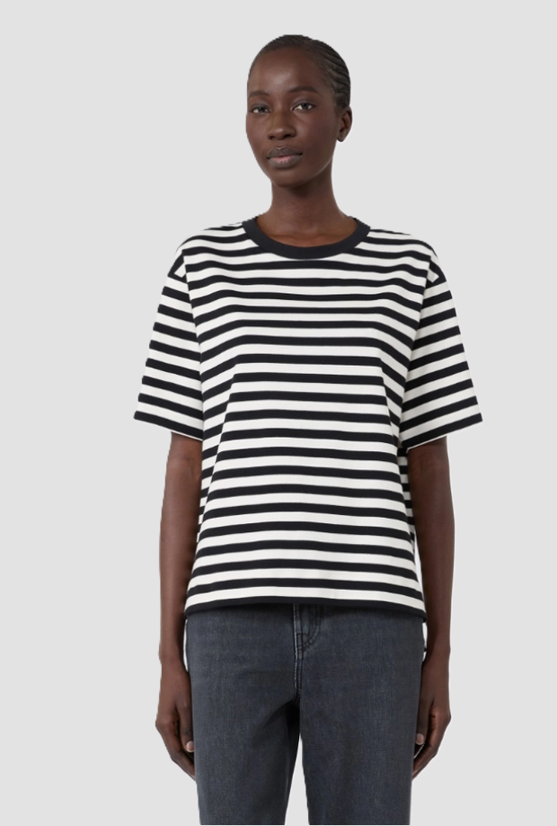 T-shirt boxy a righe donna bianco-nero 