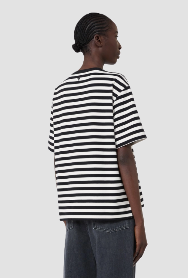 T-shirt boxy a righe donna bianco-nero 