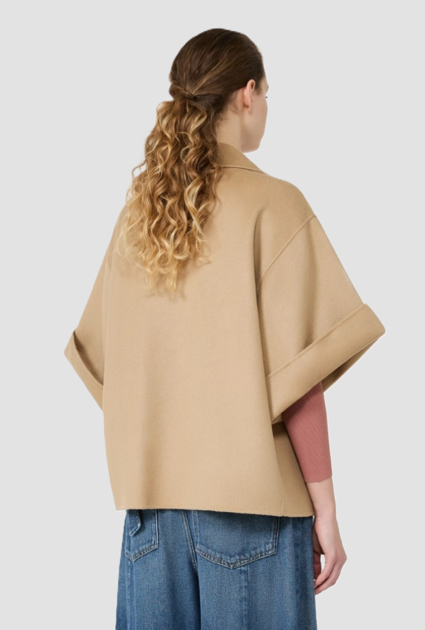 Cappotto crop donna cammello 