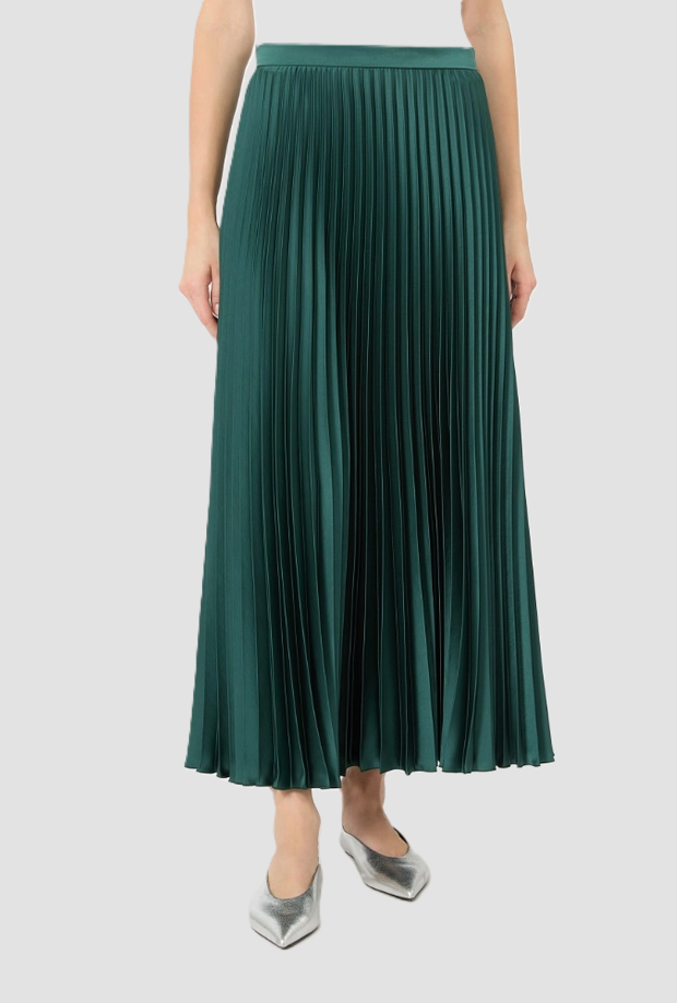 Gonna plissé in raso donna verde scuro 