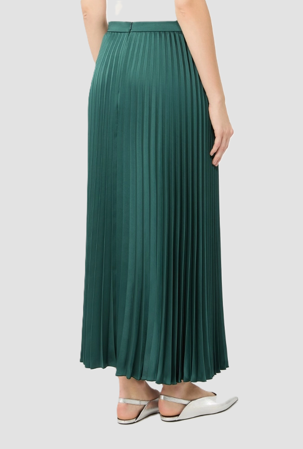 Gonna plissé in raso donna verde scuro 