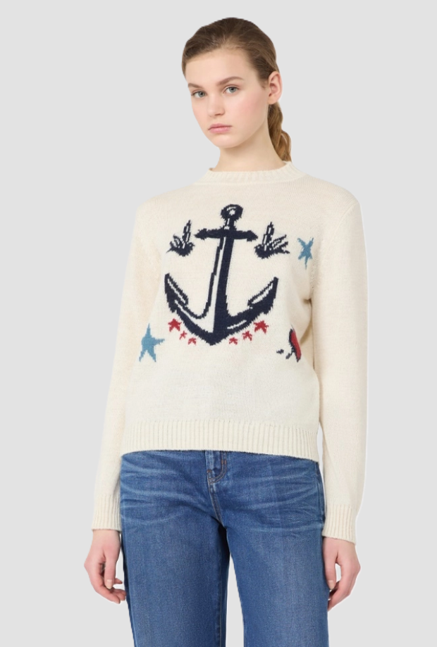 Maglia misto lana donna ghiaccio 