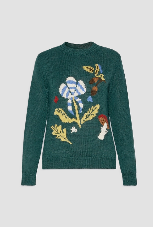 Maglia in misto lana donna verde scuro 