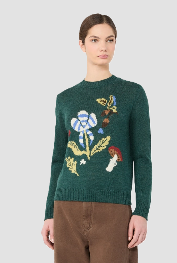 Maglia in misto lana donna verde scuro 