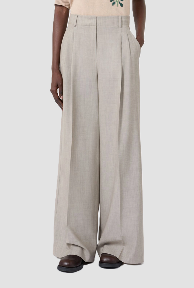 Pantalone wide leg donna nocciola 