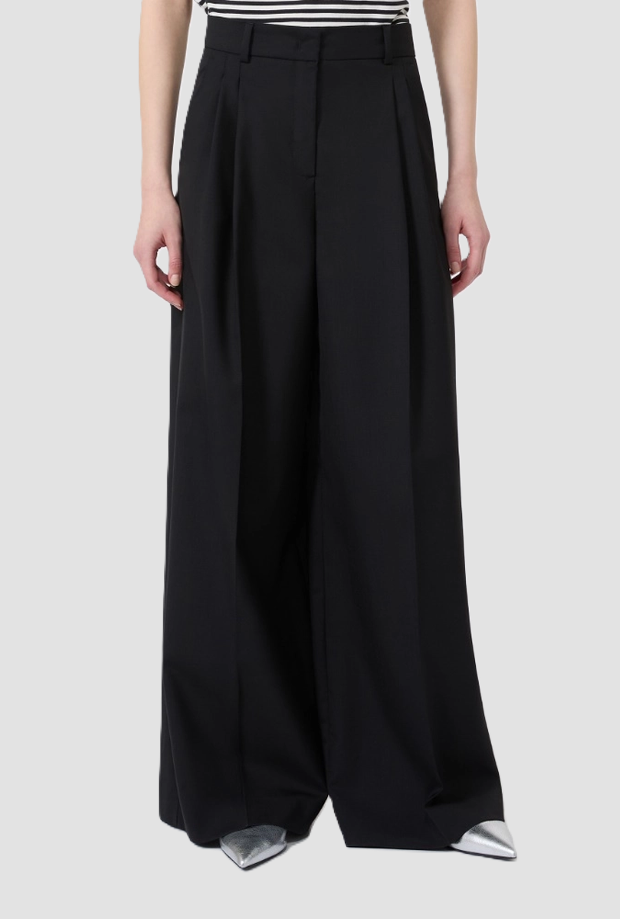 Pantalone wide leg donna nero 