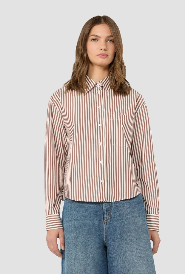 Camicia a righe donna terracotta 