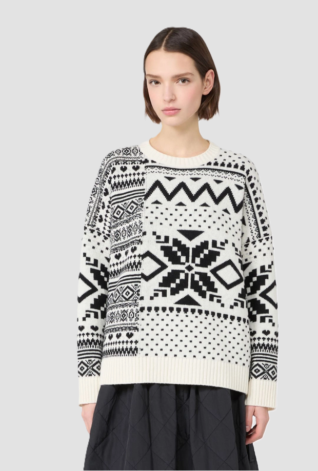 Maglia in lana con motivi donna bianco 