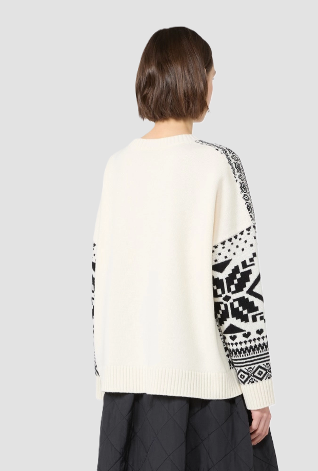 Maglia in lana con motivi donna bianco 