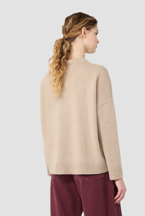 Maglia con intarsio centrale donna sabbia 