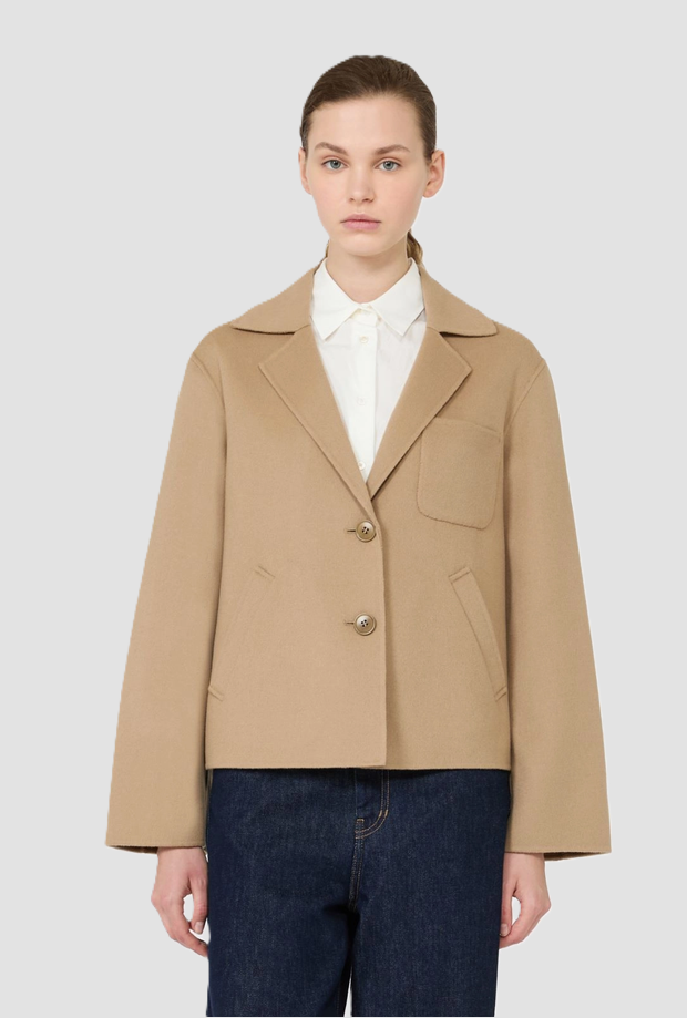 Giacca crop donna cammello 