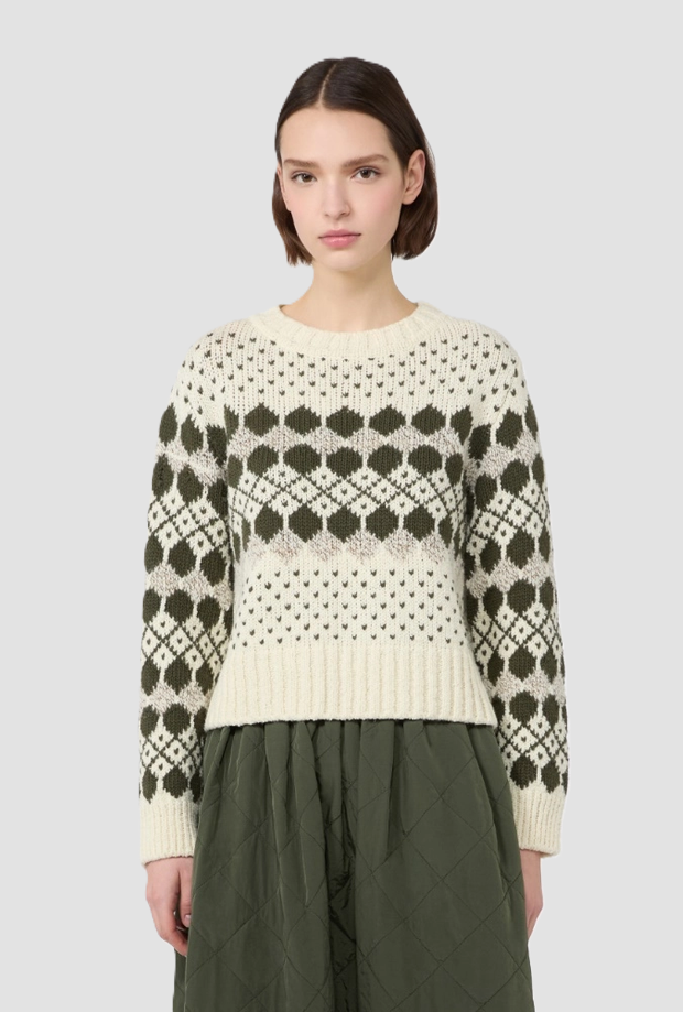 Pullover misto lana donna verde kaki 