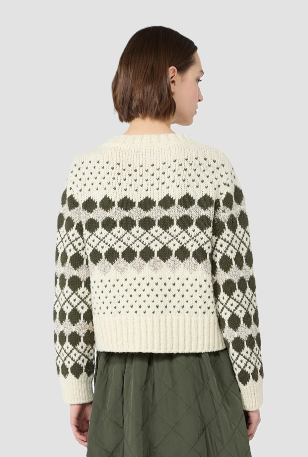 Pullover misto lana donna verde kaki 