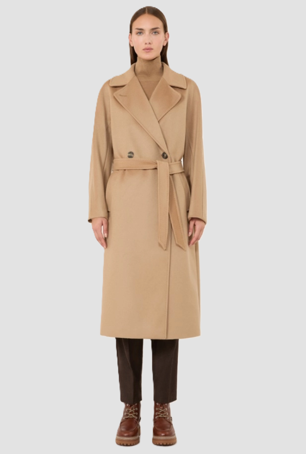 Cappotto doppiopetto donna cammello 
