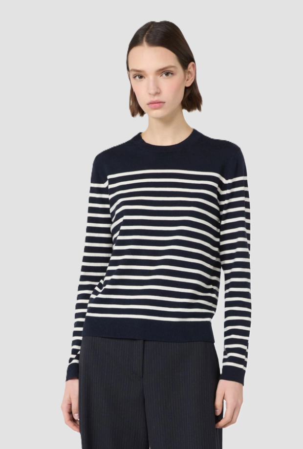 Maglia in filato di lana donna blu 