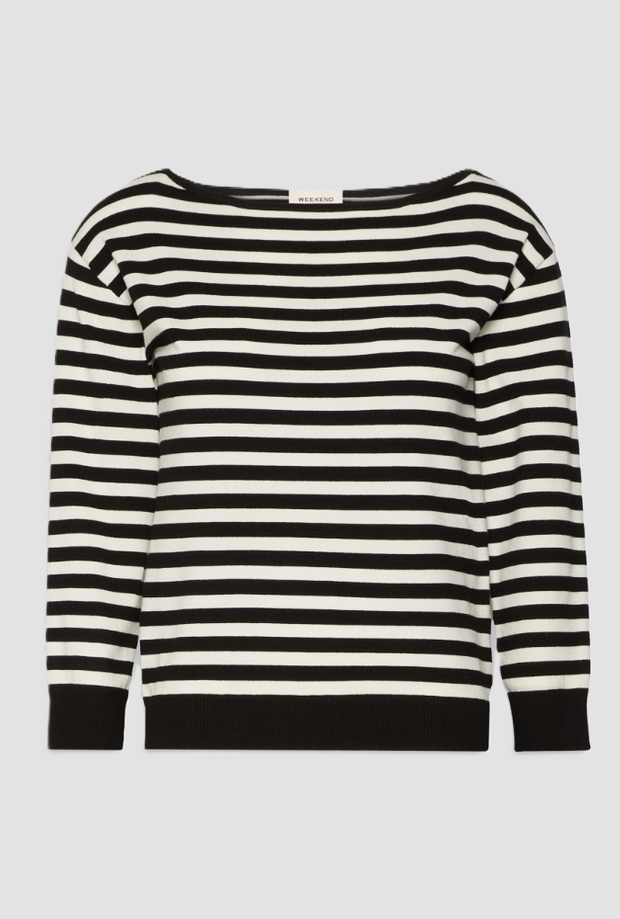 Maglia in filato di viscosa donna nero-bianco 