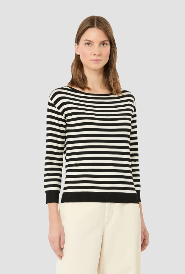 Maglia in filato di viscosa donna nero-bianco 