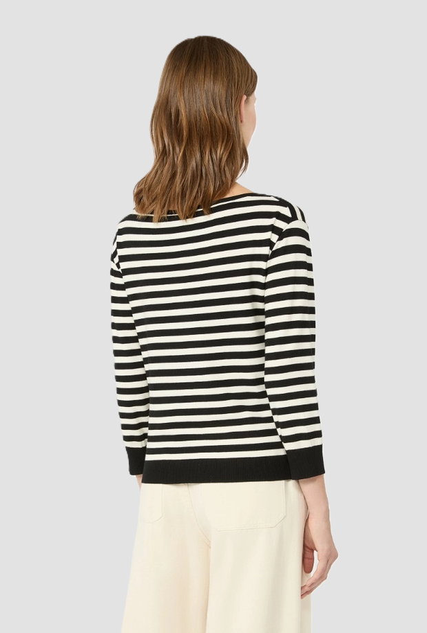 Maglia in filato di viscosa donna nero-bianco 