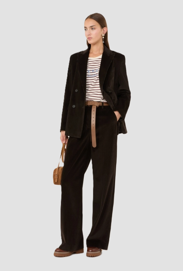 Pantalone in velluto donna marrone scuro 