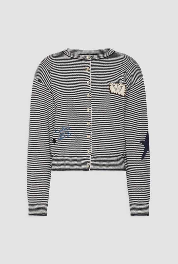 Cardigan a righe donna blu 