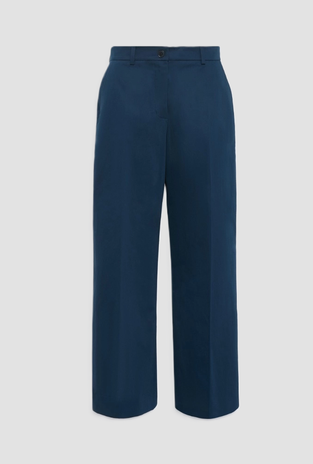 Pantalone in raso di cotone donna blu 