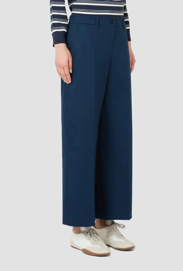 Pantalone in raso di cotone donna blu 
