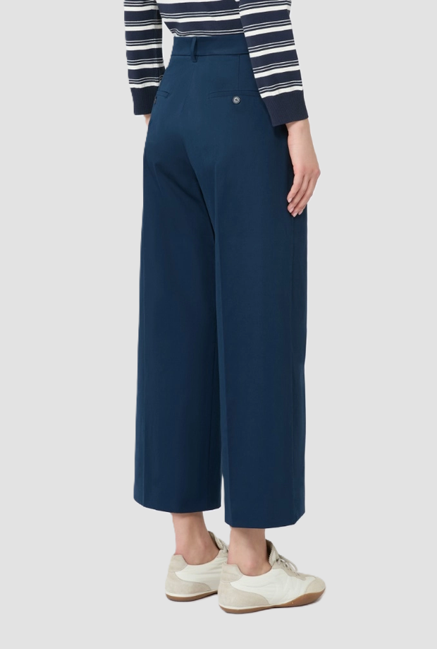 Pantalone in raso di cotone donna blu 