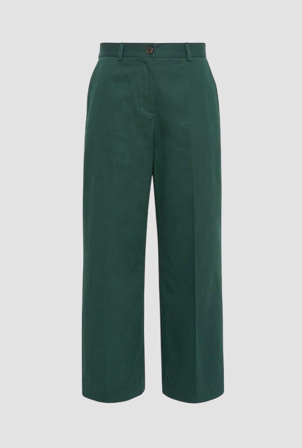 Pantalone in raso di cotone donna verde 