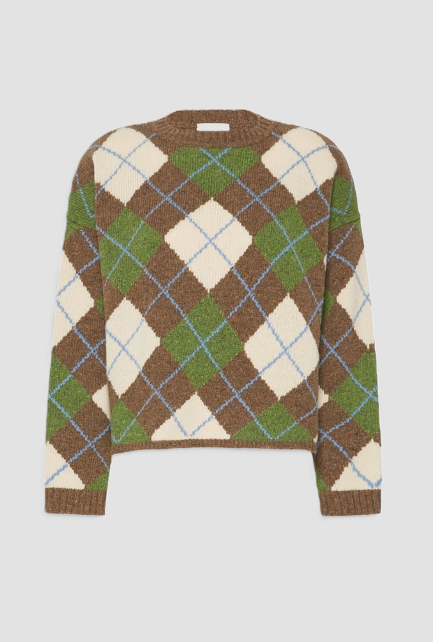 Maglione a rombi donna marron glacé 