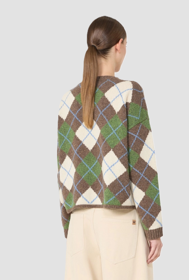 Maglione a rombi donna marron glacé 