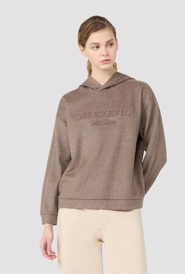 Felpa con cappuccio e logo ricamato donna marron glacé 