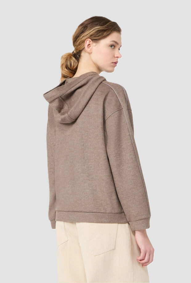 Felpa con cappuccio e logo ricamato donna marron glacé 