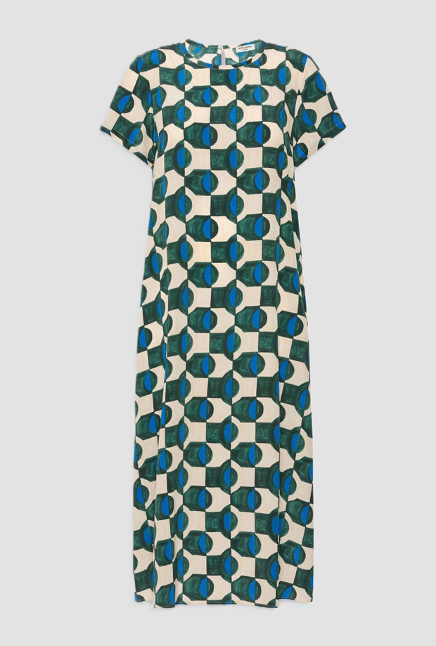 Abito stampato donna verde scuro 