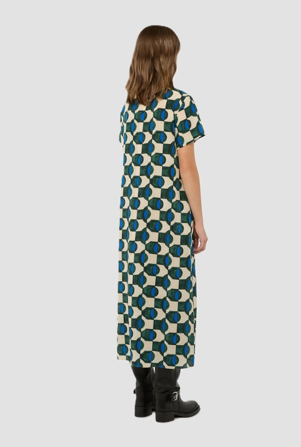 Abito stampato donna verde scuro 