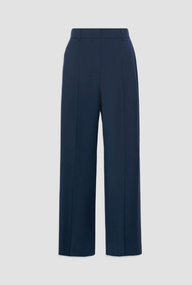 Pantalone a palazzo in lana donna blu 