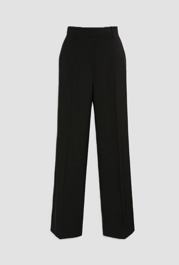 Pantalone a palazzo in lana donna nero 