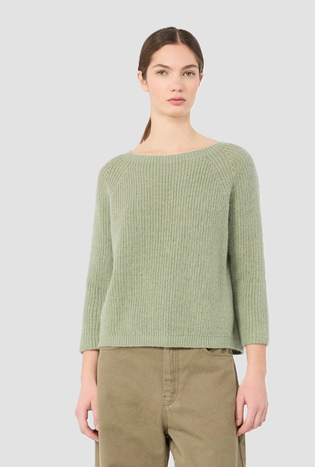 Maglione misto mohair donna verde salvia 