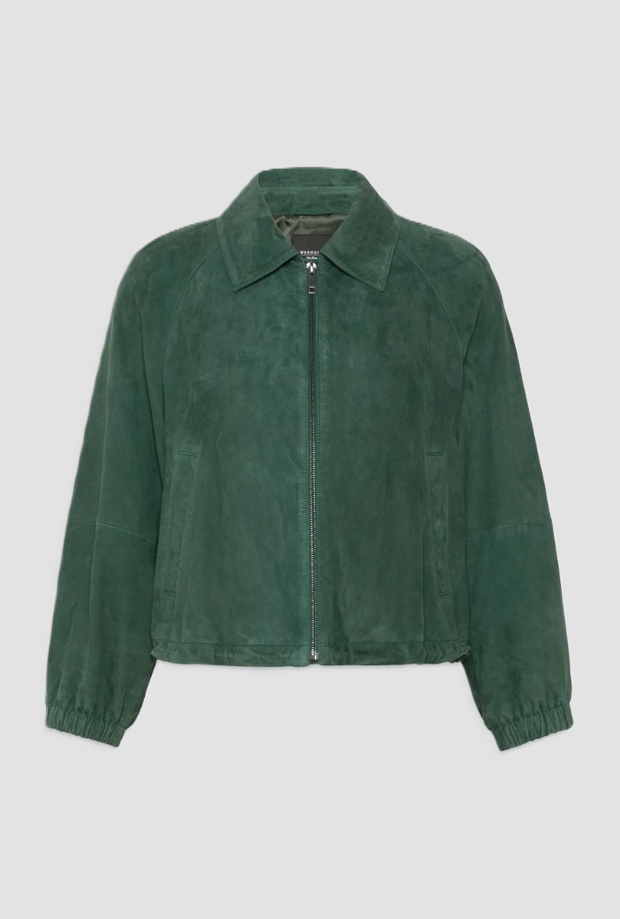 Giacca in suede donna verde scuro 