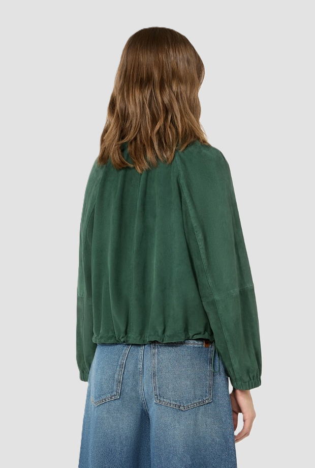 Giacca in suede donna verde scuro 
