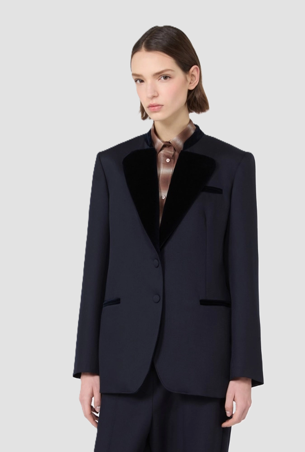 Giacca monopetto donna blu marino 